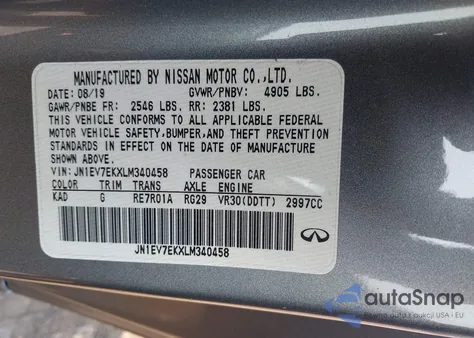 2020 Infiniti Q60 Luxe из США, поврежденный, VIN JN1EV7EKXLM340458